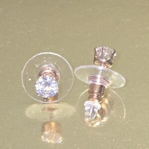 18kt Rose Gold Plated Cubic Zirconia Stud Earrings